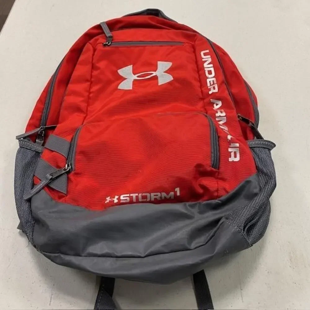 Under Armour Storm1 Backpack Red Gray HeatGear School Gym Sports Book Bag